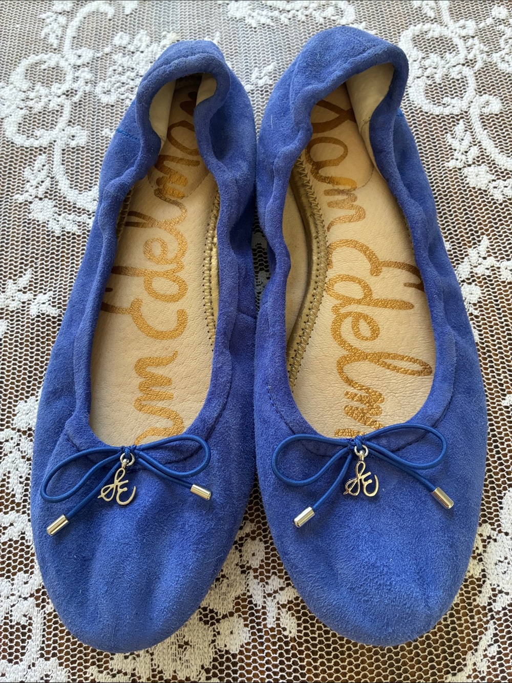 Sam Edelman Royal Blue Suede Ballet Flats with Bow